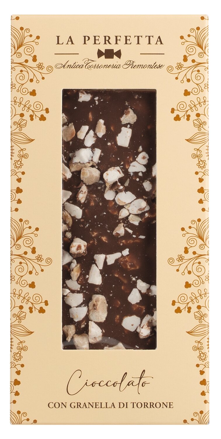 Antica Torroneria Piemontese: Cioccolato con granella di torrone - Vollmilchschokolade mit Torronestücken, 85 g