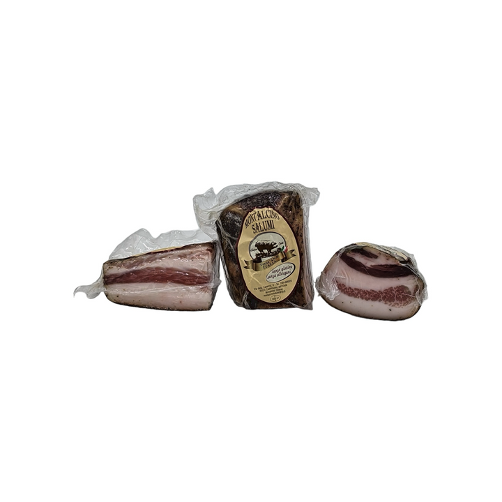Guanciale – Schweinebacke mit Pfeffer - Speck ca. 70% Fettanteil(ca. 0,380 kg; vakuumiert), Montalcino Salumi