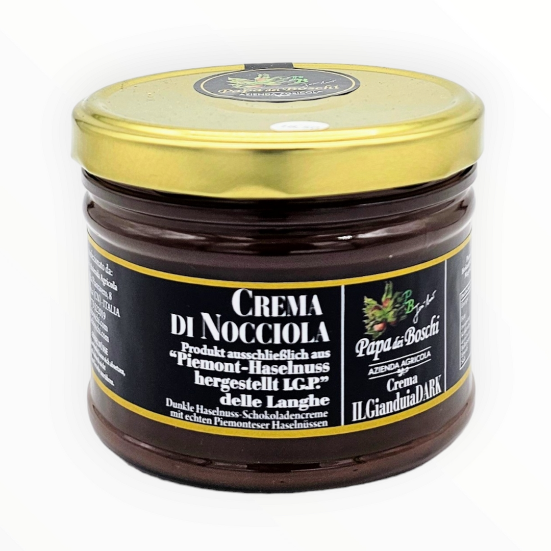 Papa dei Boschi: Piemonteser Haselnuss Schokoladencreme  - Crema Gianduia Dark, 500g