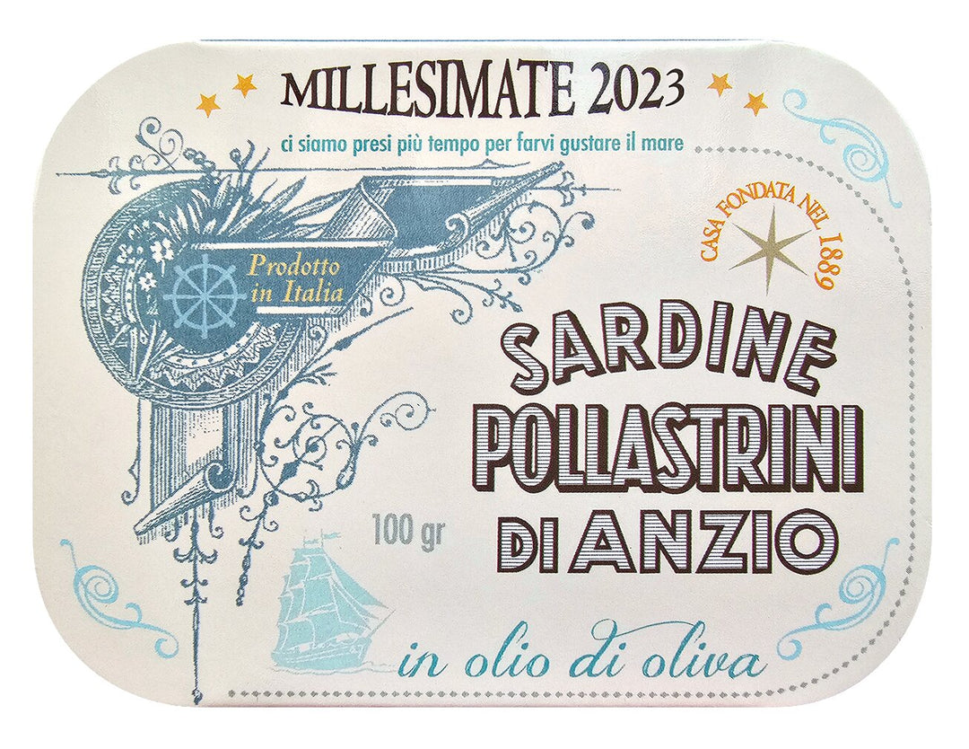 Pollastrini: Jahrgangssardine 2023 in Olivenöl - Sardine in olio d'oliva Millesimate, 100 g