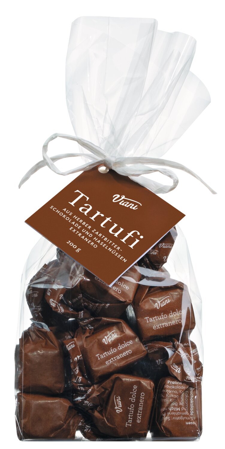 Viani: Extradunkle Schokoladentrüffel mit Piemont Haselnüssen - Tartufi dolci extraneri, 200g