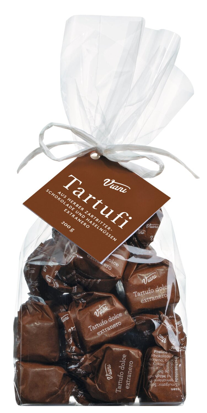 Viani: Extradunkle Schokoladentrüffel mit Piemont Haselnüssen - Tartufi dolci extraneri, 200g