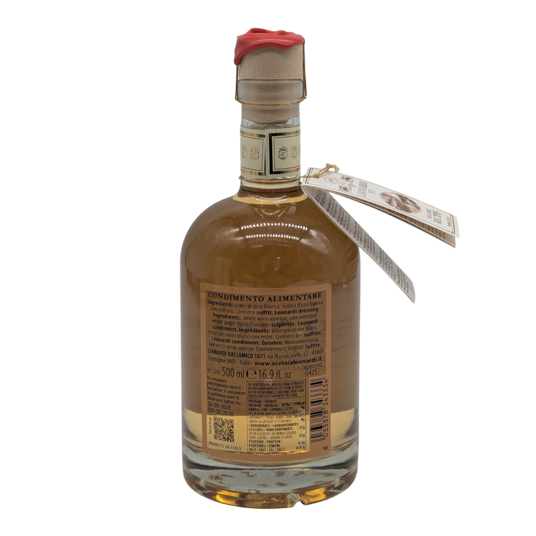 Leonardi: Balsamico Bianco "Oro Nobile", 4 Jahre, Eichenholzfass, 500 ml