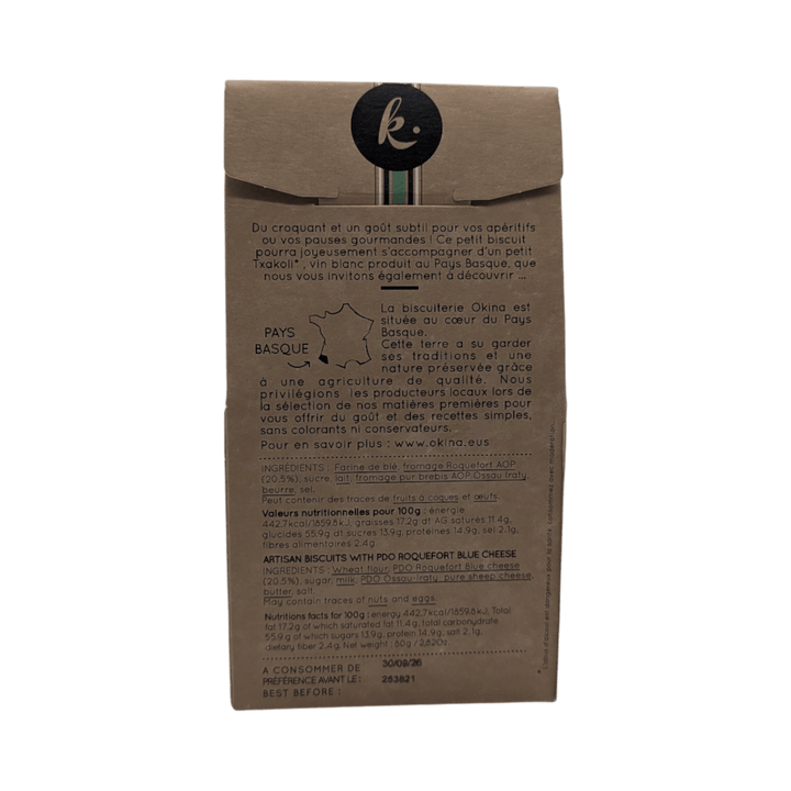 Okina: Roquefort AOP Aperitif-Kekse - Biscuits apéritifs au Roquefort AOP, 80g
