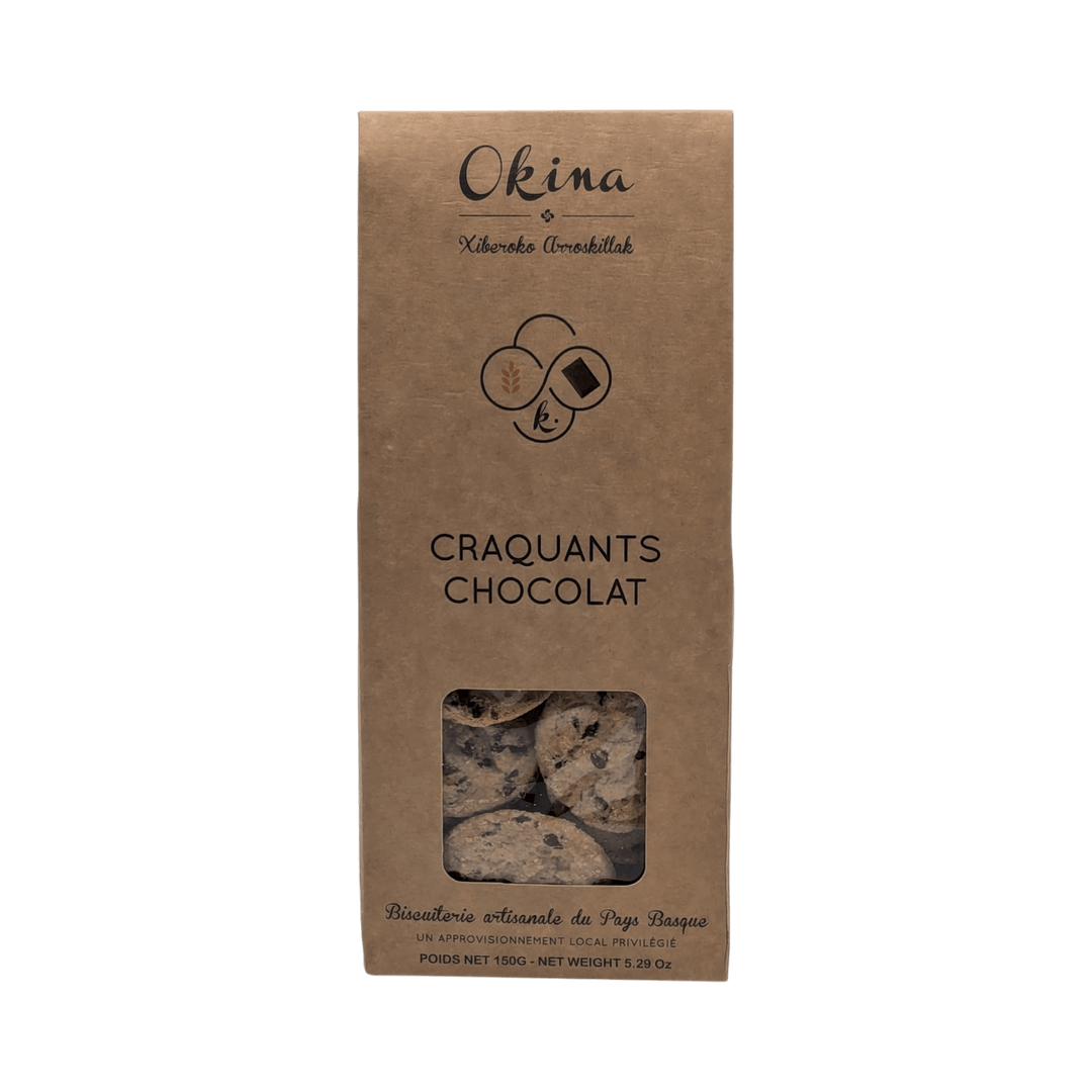 Okina: Knusprige Schokoladenkekse – handgefertigt im Baskenland - Biscuits Craquants aux pépites de chocolat, 150g