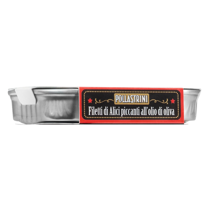 Pollastrini: Sardellenfilets in Olivenöl mit Chili - Filetti di Alici piccanti all'olio di oliva, 100g