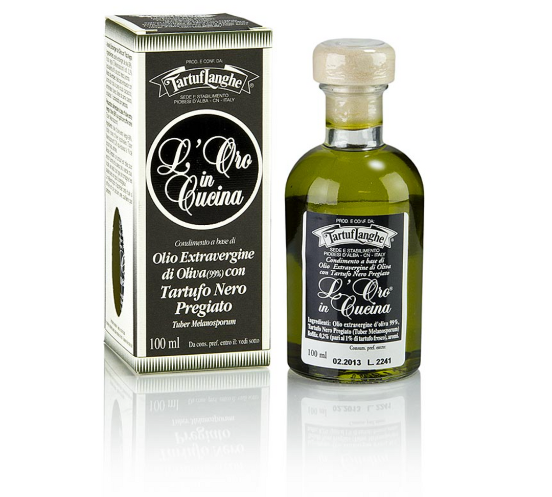 Tartuflanghe: L´Oro Extra Virgin Olive Oil with Black Truffle Aroma (Truffle Oil), 100 ml
