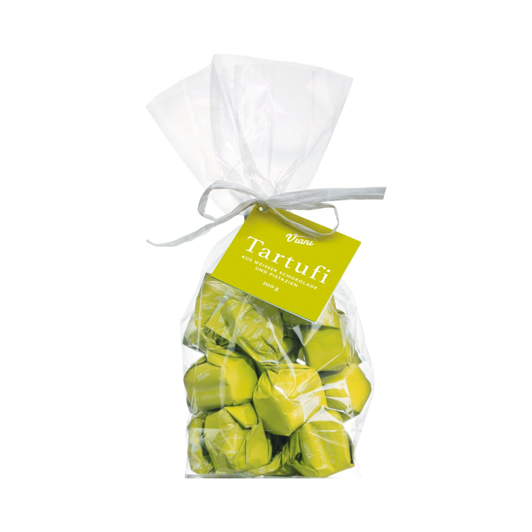 Viani: Weiße Schokoladentrüffel mit Pistazien - Tartufi dolci al pistacchio, 200g - Piemont Express